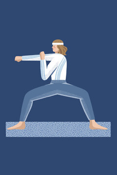 Aikido fighter standing in martial arts pose for self defence