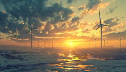 Wind turbine, renewable energy - Powered by Adobe