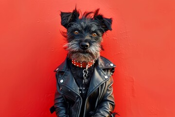 Photorealistic stylish terrier in punk attire