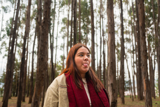 Funny Woman in the Woods