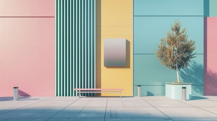 Blank mockup of a futuristic street banner with metallic accents and bold lettering. .