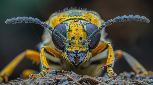 Detailed Macro Shot of a Striking Borer Beetle with Sharp Focus and High Clarity