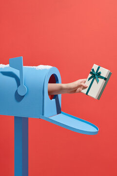 Postal box. the parcel is delivered through the mailbox