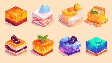 2d isolated element featuring colorful pie fillings Embracing the concept of frozen food