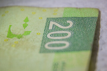 Obraz premium Macro close-up of a two hundred Mexican peso bill.