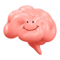 Smiling brain png sticker, 3D emoticon illustration, transparent background