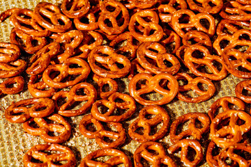 pile of hard mini pretzels, like mini hearts