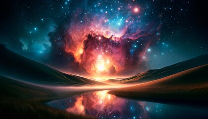 Colorful Nebulae and Stars Background.