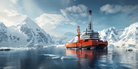 Obraz premium Arctic Oil Extraction Platform Detailed Analysis