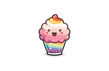 Cute fruit ice dessert Mascot Logo Style 