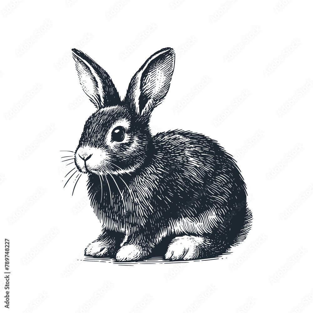 Wall mural the rabbit. black white vector illustration.