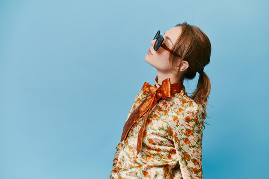 Side view woman studio portrait