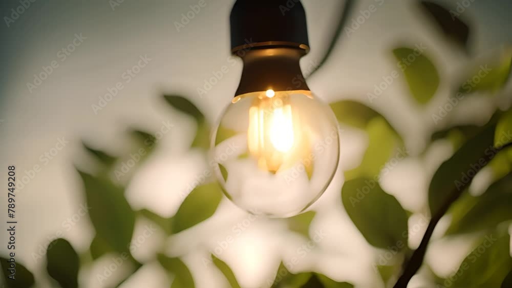 Poster light bulb hanging from tree branch generative ai