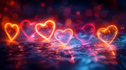 Neon Love Symphony: Valentine's Glow. Concept Neon Lights, Love, Valentine's Day, Symphony Glow, Romance