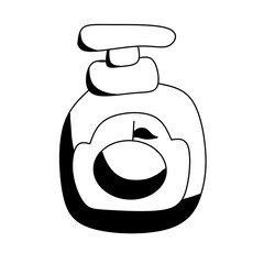 Line drawing of liquid soap in a bottle