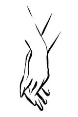 Obraz premium Holding hands png sticker, drawing illustration, transparent background