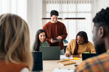 Multicultural team having a collaborative meeting