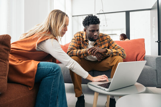 Concentrated colleagues at home office