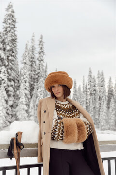 Winter outdoor fashion photos in the snowy forest