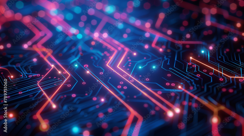 Aufkleber modern technology background glowing binary circuit lines cyber tech wallpaper