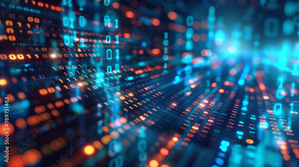 Poster modern technology background glowing binary codes cyber tech wallpaper
