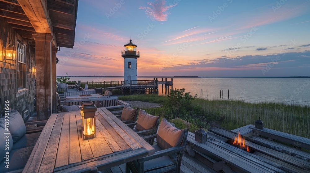 Poster the perfect place to unwind lighthouse respite offers a frontrow seat to natures evening performance