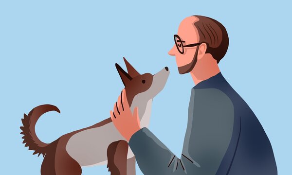 Man hugging a dog 