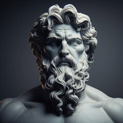 Illustration of a Renaissance marble statue of Hades. He is the king of the underworld, God of the dead and riches, Hades in Greek mythology, known as Pluto in Roman mythology.