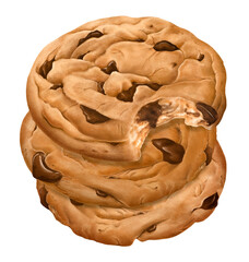 Chocolate chip cookies png sticker, transparent background