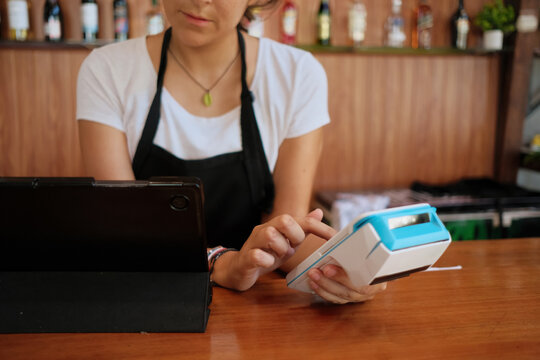 waitress cashier in a restaurant 