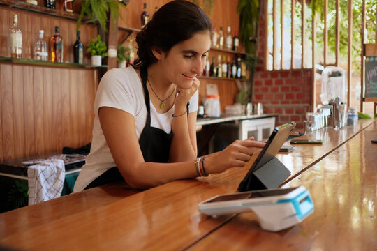 waitress cashier in a restaurant 