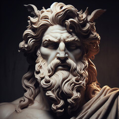 Fototapeta na wymiar Illustration of a Renaissance marble statue of Hades. He is the king of the underworld, God of the dead and riches, Hades in Greek mythology, known as Pluto in Roman mythology.