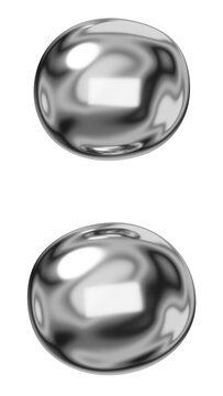 Colon symbol png sticker, 3D chrome metallic balloon design, transparent background
