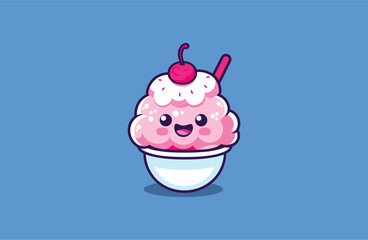 Cute fruit ice dessert Mascot Logo Style 