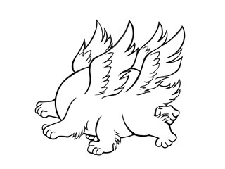 山海経（古代中国の地理書）に登場する帝江（渾沌・渾敦）の線画イラスト