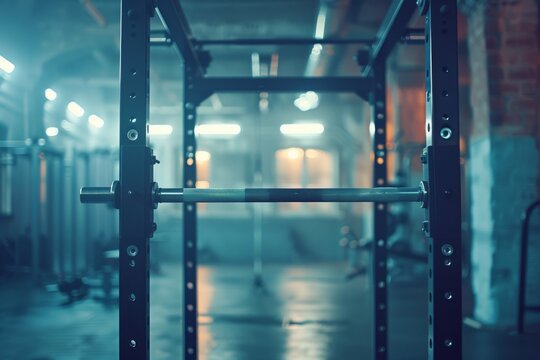 A pull-up bar in the gym with copy space