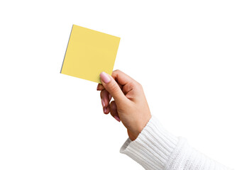 Woman holding a sticky note transparent png