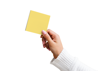 Woman holding a sticky note transparent png