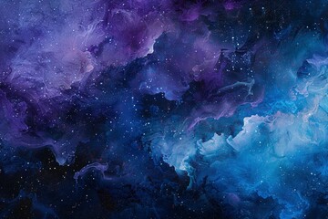 Vivid and richly textured abstract background featuring a cosmic blend of blue and purple shades, resembling a nebula or galaxy - generative ai