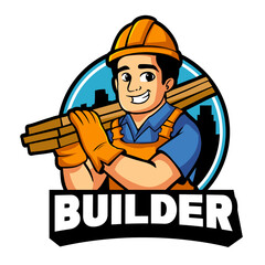 Builder mascot logo vector illustration