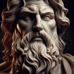 Illustration of a Renaissance statue of Zeus, king of the gods. god of sky and thunder. Zeus the king of the Greek gods ready to hurl lightning bolts down upon the earth and mankind.	