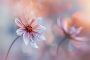 : A dreamy and abstract representation of a flower, with a soft color palette and a blurred background