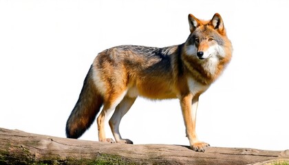 red wolf - Canis rufus - a canine native to the southeastern United States. Its size is intermediate between the coyote C. latrans and gray wolf - C. lupus - standing isolated on white background - Powered by Adobe