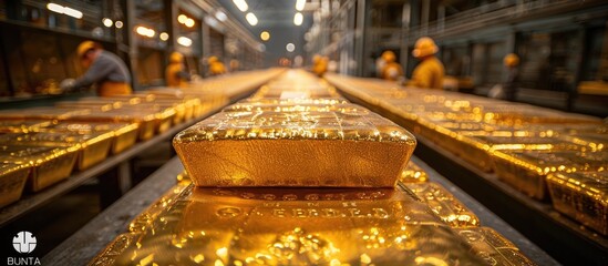 Gold Refinery Workers Meticulously Crafting Pure Bullion Bars with Advanced Techniques