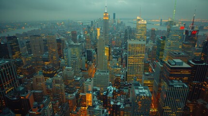 Fototapeta premium Dynamic Futuristic Architecture: Monochromatic Macro Shot of Geometric Shapes and Angular Lines at Dusk, City Lights Abstract