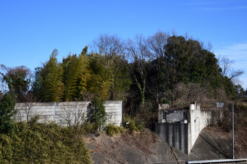 旧日本セメント東松山専用線廃線跡　葛袋3号橋の土台
