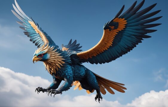 Vertical closeup shot of the garuda bird while flying in the sky