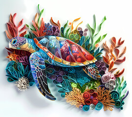 3D Turtle Paper Cutout Tumbler Wrap Generated by AI