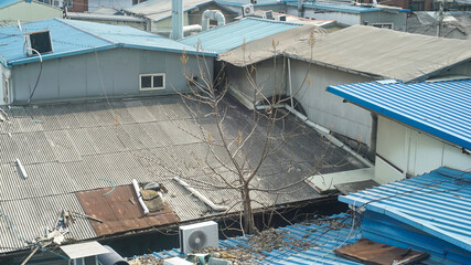 Roofs of old shacks in Seoul, Korea