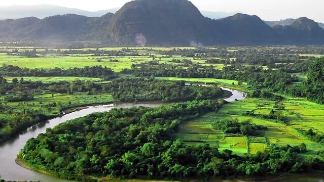 Aerial mountains landscape